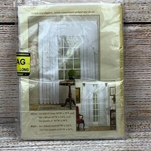 Emelia Tailored Voile Sheer Curtain Swag Valance Panels‎ White 60x38 60x84 New